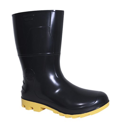Bota PVC Cano Medio 28cm (Preto/Amarelo)